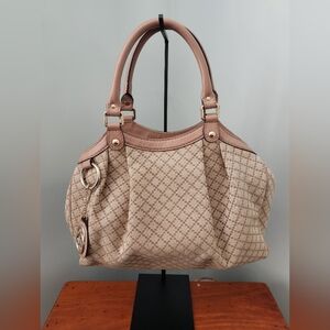 Gucci Beige/Tan Diamante Canvas and Leather Medium Sukey Tote